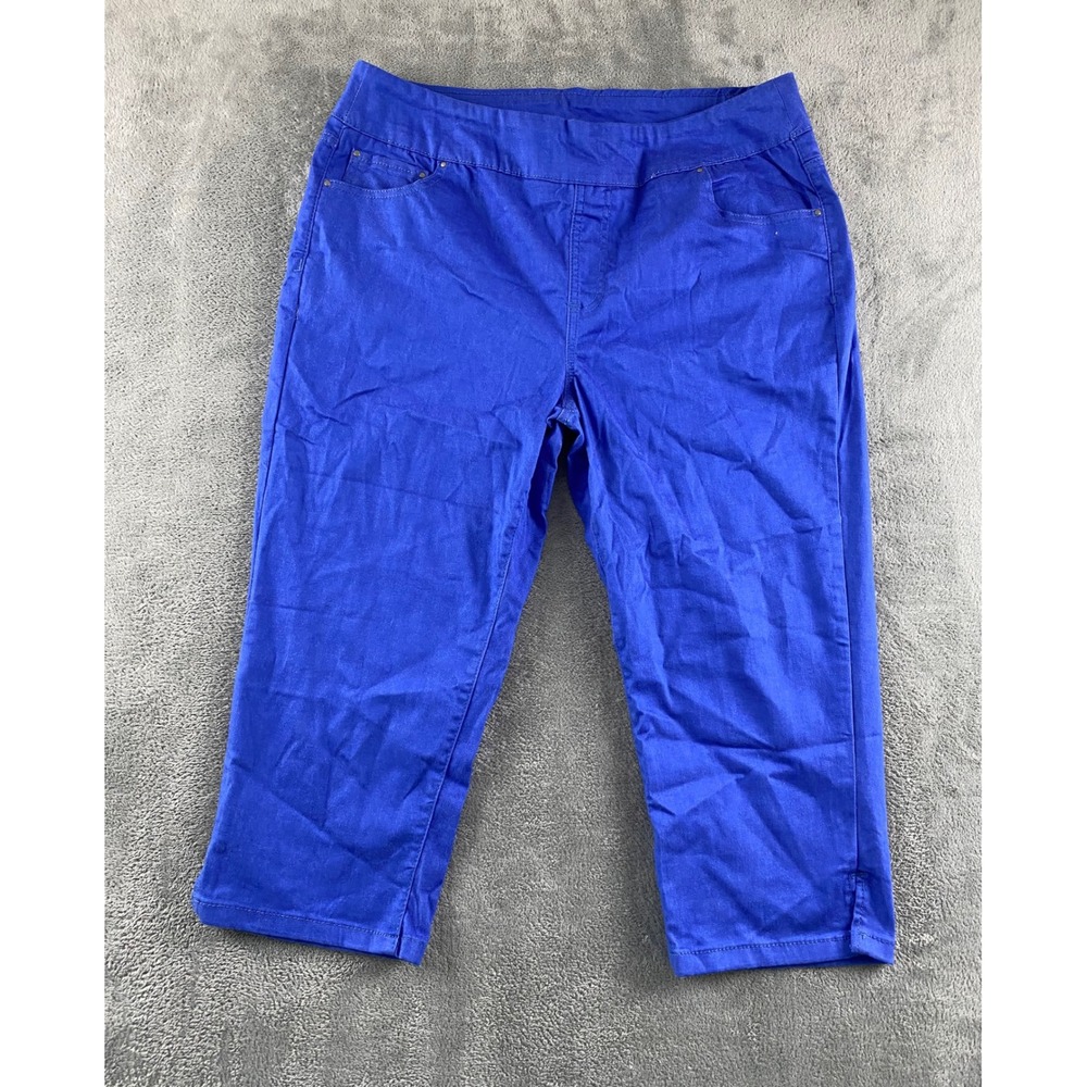 Blair Womens Royal Blue Pull On Capri Pants Size 18 Cropped Trousers Casual